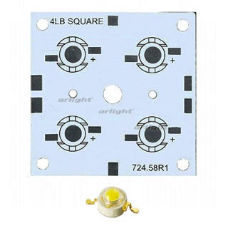 Плата 52x52-4E MONO Emitter (4x LED, 724-58) (Turlens, -) | Arlight 027706