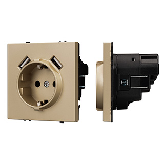 Механизм розетки с USB зарядкой SCT-NOBE-MUAA-SFPL-GD (230V, 16A) (Arlight, -) | Arlight 054290