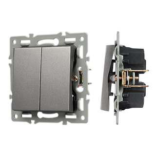 Механизм выключателя двухклавишный непроходной SWT-MK02-PL-GR (250V, 16A) (Arlight, -) | Arlight 043726