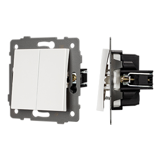 Механизм выключателя двухклавишный самовозвратный SWT-MKR2-PL-WH-V (250V, 10A) (Arlight, -) | Arlight 049883