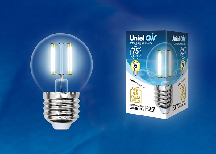 Лампа светодиодная Uniel Air E27 7.5Вт 4000K UL-00003255 | Uniel ULUL-00003255