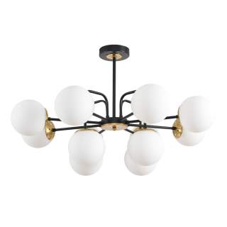 8375/12C MODERNI LN черный/латунь/белый, металл/стекло Люстра потолочная E27 12*60W 220V ELRONA | Lumion LN8375/12C