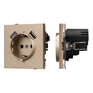 Механизм розетки с USB зарядкой SCT-TENDO-MUAA-PL-GD (230V, 16A) (Arlight, -) | Arlight 054085