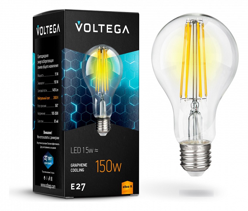 Лампа светодиодная Voltega General purpose bulb E27 15Вт 2800K 7104 | Voltega VLG7104