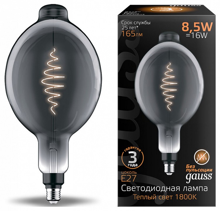 Лампа светодиодная Gauss Oversize E27 8.5Вт 1800K 152802005 | Gauss GA152802005