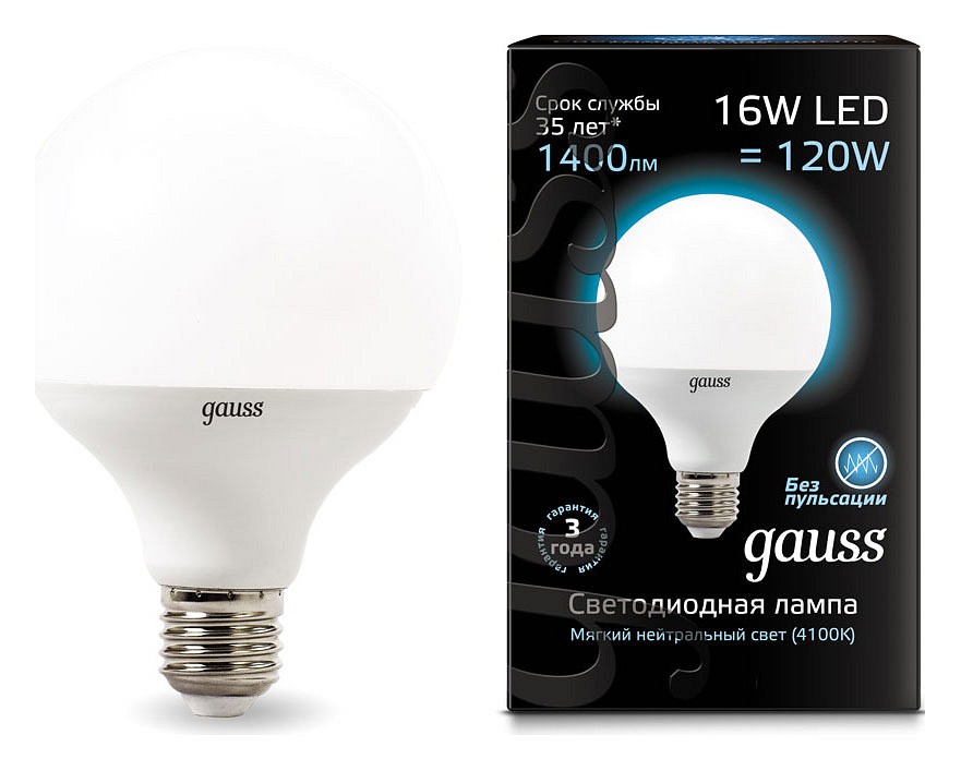 Лампа светодиодная Gauss 1051 E27 16Вт 4100K 105102216 | Gauss GA105102216