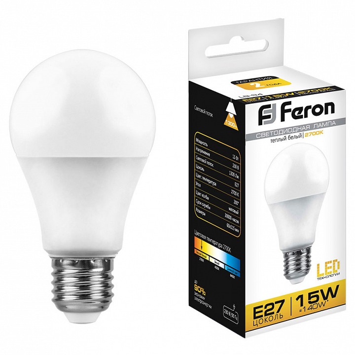 Лампа светодиодная Feron LB-94 E27 15Вт 2700K 25628 | Feron FE25628