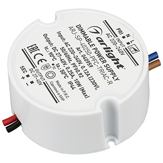 Блок питания ARJ-SP-40250-PFC-TRIAC-R (10W, 27-40V, 250mA) (Arlight, IP44 Пластик) | Arlight 040959