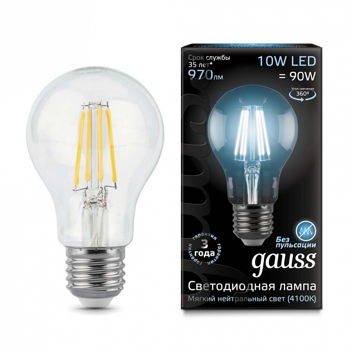 Лампа светодиодная Gauss 1028 E27 10Вт 4100K 102802210 | Gauss GA102802210