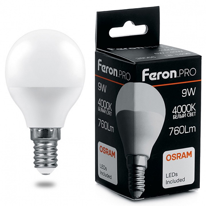 Лампа светодиодная Feron LB-1409 E14 9Вт 4000K 38078 | Feron FE38078