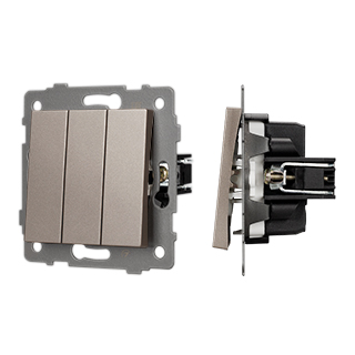 Механизм выключателя трехклавишный непроходной SWT-MK03-PL-GD-V (250V, 10A) (Arlight, -) | Arlight 049899