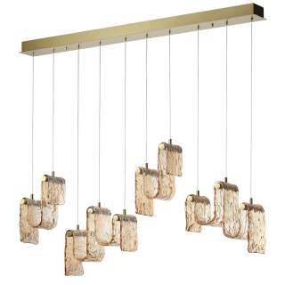 5105/52L L-VISION  ODL26 золотой брашинг/янтарный металл/стекло Люстра линейная LED x 52W 4000K FLOW | Odeon Light OL5105/52L