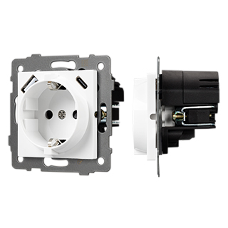 Механизм розетки с быстрой USB зарядкой SCT-MUAC-PL-WH-V (250V, 16A) (Arlight, -) | Arlight 049822