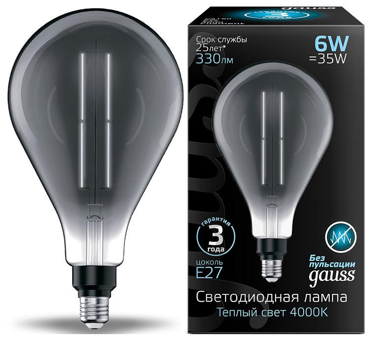 Лампа светодиодная Gauss Oversize E27 6Вт 4100K 179802205 | Gauss GA179802205
