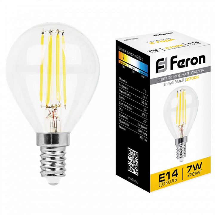 Лампа светодиодная Feron LB-52 E14 7Вт 2700K 25874 | Feron FE25874