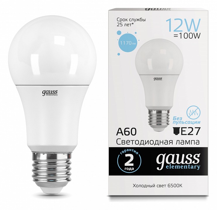Лампа светодиодная Gauss  E27 12Вт 6500K 23232 | Gauss GA23232