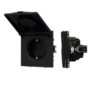 Механизм розетки влагозащищённый SCT-NOBE-MCP-SFPL-BK (230V, 16A) (Arlight, -) | Arlight 054281