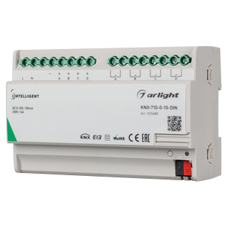 INTELLIGENT ARLIGHT Конвертер KNX-710-0-10-DIN (230V, 4x0/1-10, 4x16A) (IARL, IP20 Пластик) | Arlight 025680