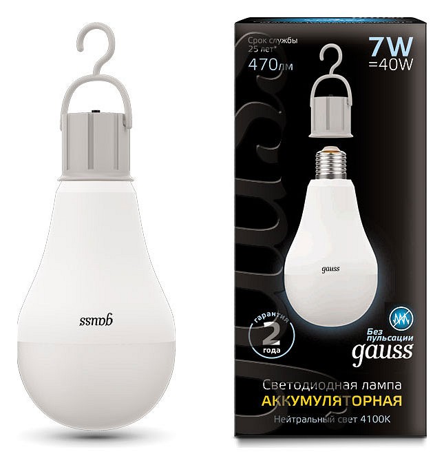 Лампа светодиодная Gauss LED A60 E27 7Вт 4100K 102402207 | Gauss GA102402207