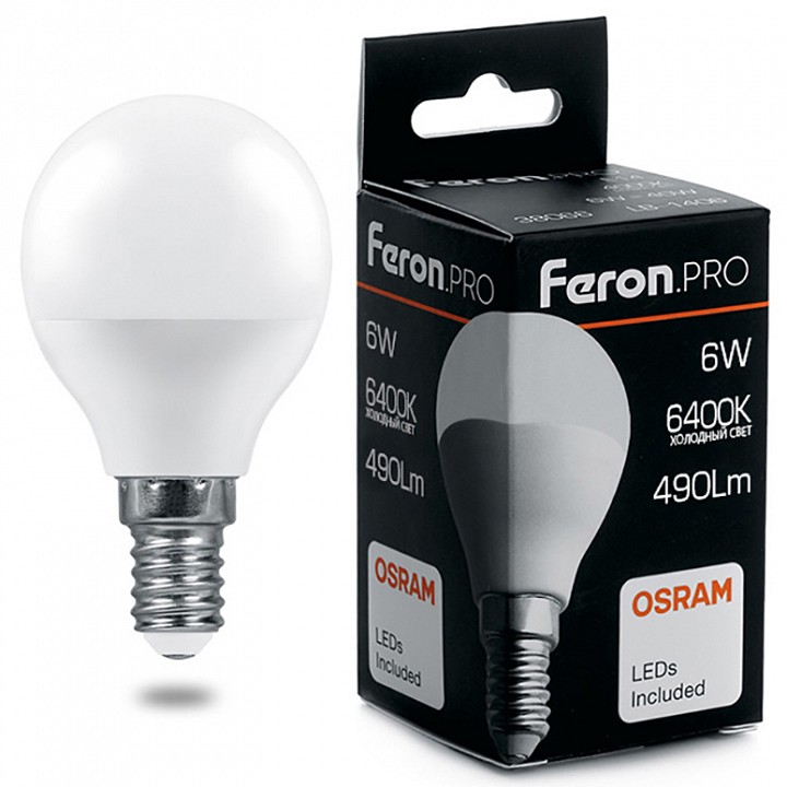 Лампа светодиодная Feron LB-1406 E14 6Вт 6400K 38067 | Feron FE38067