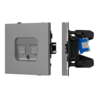 Механизм компьютерной розетки двойной SCT-TENDO-MPC2-PL-GR (RJ-45, CAT6) (Arlight, -) | Arlight 054102