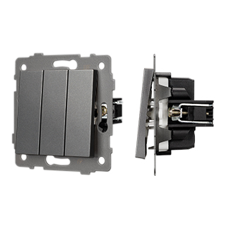 Механизм выключателя трехклавишный непроходной SWT-MK03-PL-GR-V (250V, 10A) (Arlight, -) | Arlight 049898
