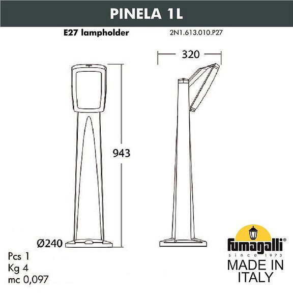 Наземный низкий светильник Fumagalli Germana 2N1.613.010.WYF1R | Fumagalli FU2N1.613.010.WYF1R