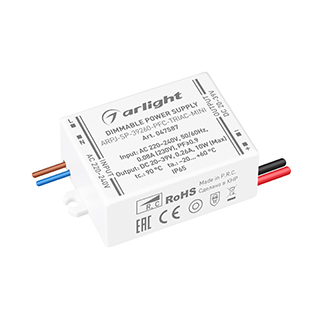 Блок питания ARPJ-SP-39260-PFC-TRIAC-MINI (10W, 20-39V, 260mA) (Arlight, IP65 Пластик) | Arlight 047587