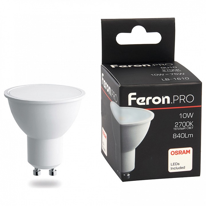 Лампа светодиодная Feron Lb 1610 GU10 10Вт 2700K 38161 | Feron FE38161