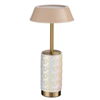 5454/8TLA L-VISION ODL_EX26 010 светлая бронза/бежевый/жемчужный/металл/керамика Настольная лампа беспроводная LED*8W 3000K LULU | Odeon Light OL5454/8TLA