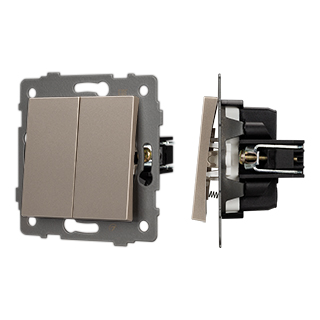 Механизм выключателя двухклавишный самовозвратный SWT-MKR2-PL-GD-V (250V, 10A) (Arlight, -) | Arlight 049886