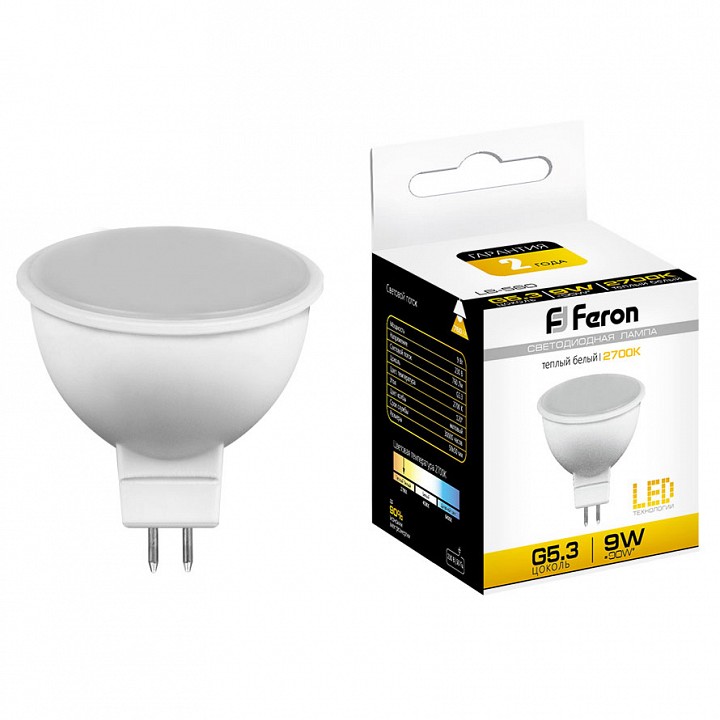 Лампа светодиодная Feron LB-560 GU5.3 9Вт 2700K 25839 | Feron FE25839