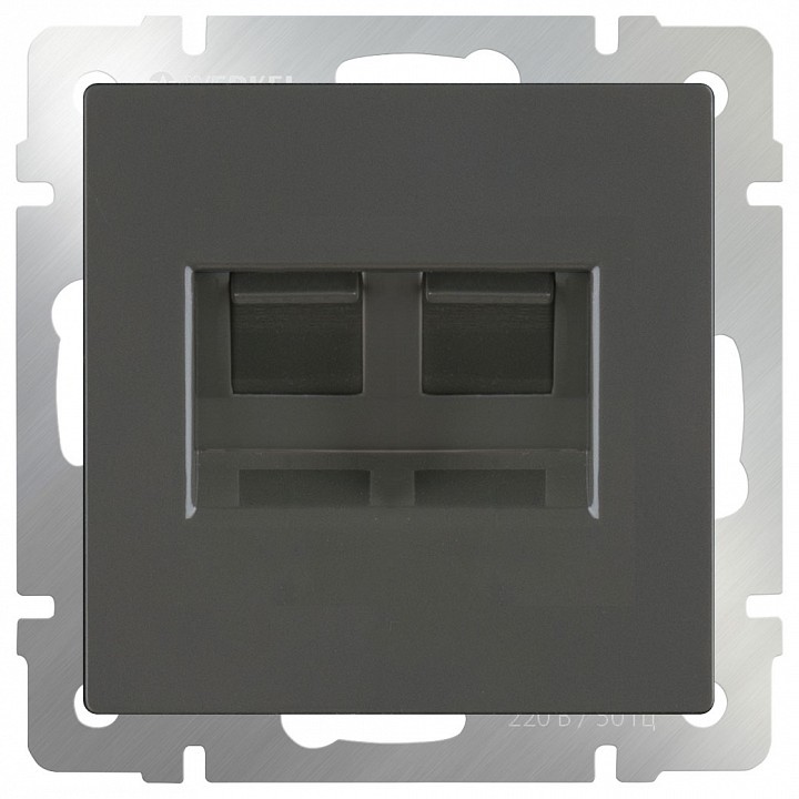 Розетка двойная RJ-11 и Ethernet RJ-45, без рамки Werkel Серо-коричневый WL07-RJ11+RJ45 | Werkel WRKa029856