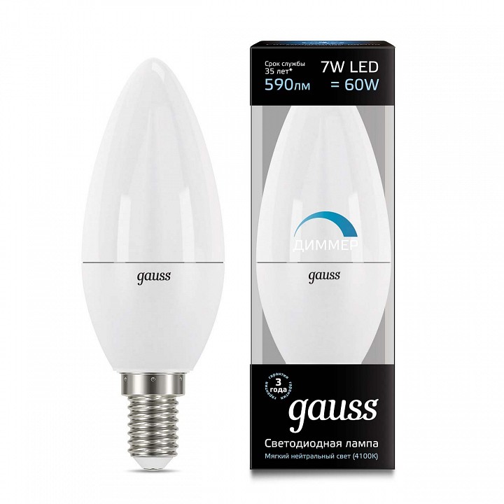 Лампа светодиодная Gauss 1031 E14 7Вт 4100K 103101207-D | Gauss GA103101207-D