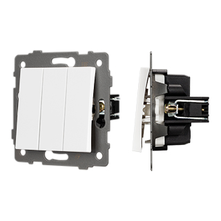 Механизм выключателя трехклавишный непроходной SWT-MK03-PL-WH-V (250V, 10A) (Arlight, -) | Arlight 049896