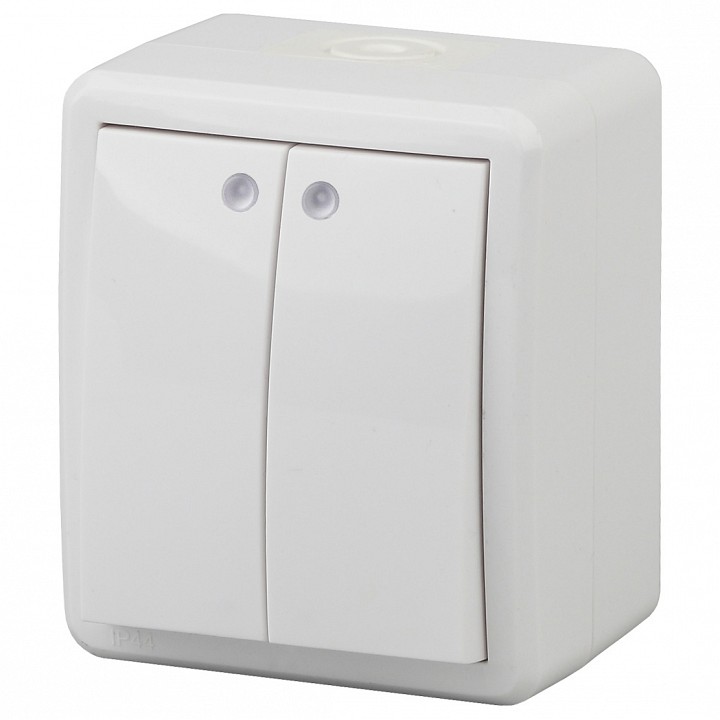 Выключатель двухклавишный с подсветкой Эра Эра Эксперт 11-1405-01 | Эра ERB0020677