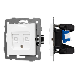 Механизм компьютерной розетки двойной SCT-MPC2-PL-WH-V (RJ-45, CAT6) (Arlight, -) | Arlight 049854