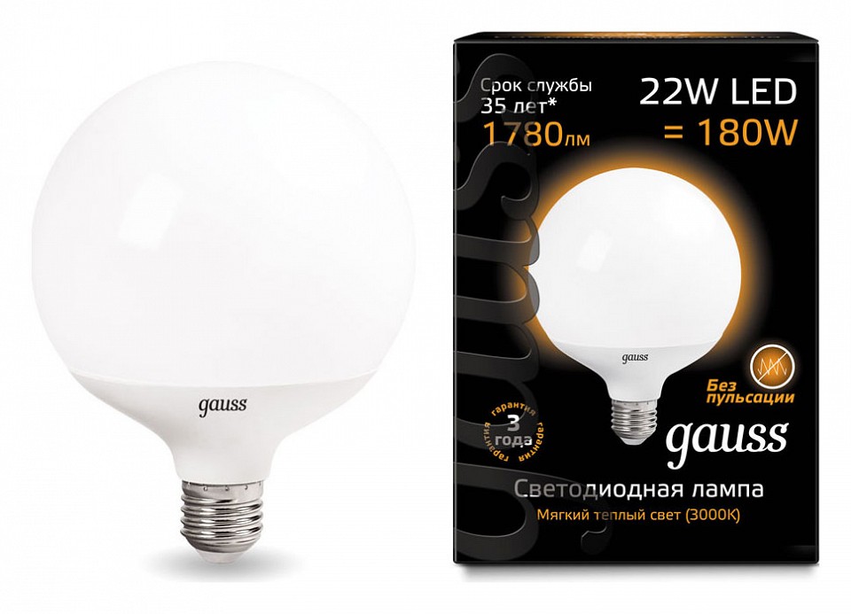Лампа светодиодная Gauss 1051 E27 22Вт 3000K 105102122 | Gauss GA105102122