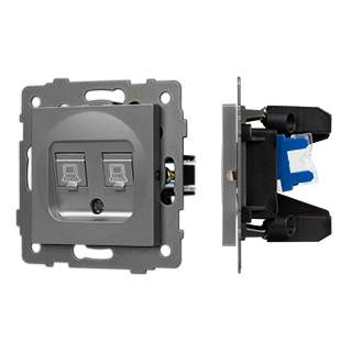 Механизм компьютерной розетки двойной SCT-MPC2-PL-GR-V (RJ-45, CAT6) (Arlight, -) | Arlight 049851