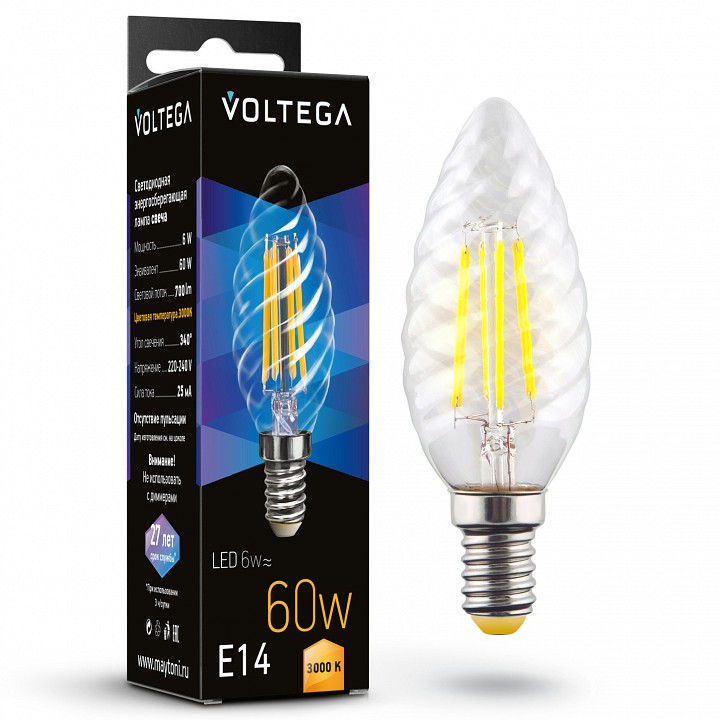 Лампа светодиодная Voltega Candle corn 6W E14 6Вт 3000K 7211 | Voltega VLG7211
