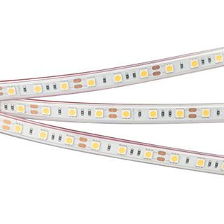 Лента RTW 2-5000P 12V Warm2700 2x (5060, 300 LED, LUX) (Arlight, 14.4 Вт/м, IP66) | Arlight 012385