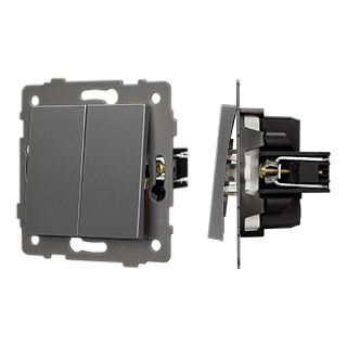 Механизм выключателя двухклавишный проходной SWT-MKP2-PL-GR-V (250V, 10A) (Arlight, -) | Arlight 049894