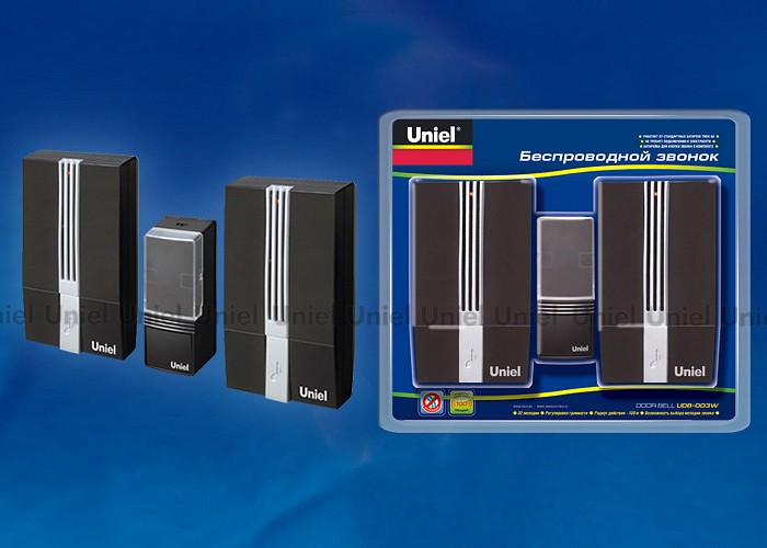 Звонок беспроводной Uniel Udb-003w UDB-003W-R2T1-32S-100M-BL | Uniel UL02241