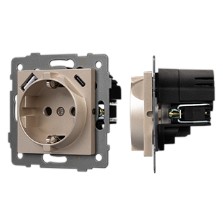 Механизм розетки с USB зарядкой SCT-MUAC-PL-GD-V (250V, 16A) (Arlight, -) | Arlight 049832
